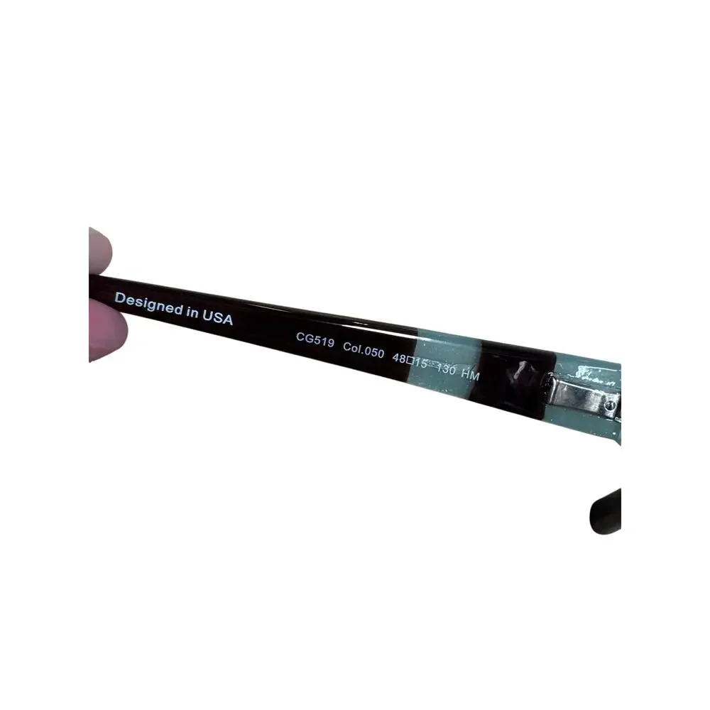 NEW Deadstock Y2k Covergirl black and blue striped rectangle Glasses
